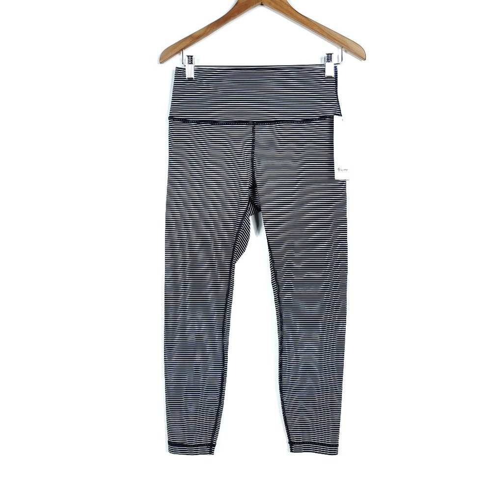 lululemon athletica Black & White Striped High-Rise Leggings